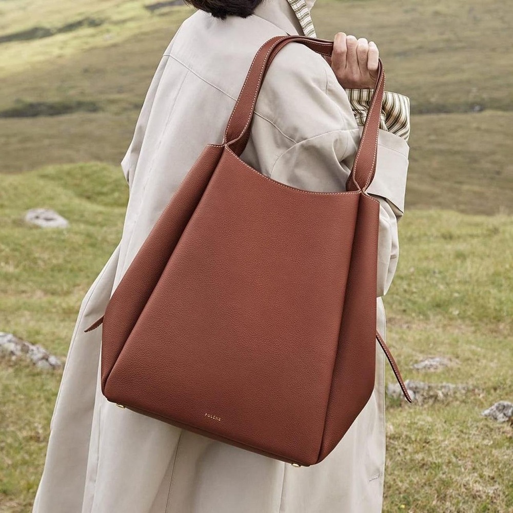 Polene Brown Leather Tote Handbag
